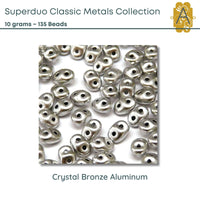 Superduo Beads, 10g., Classic Metals Collection, 10 Colors - The Argus Collection