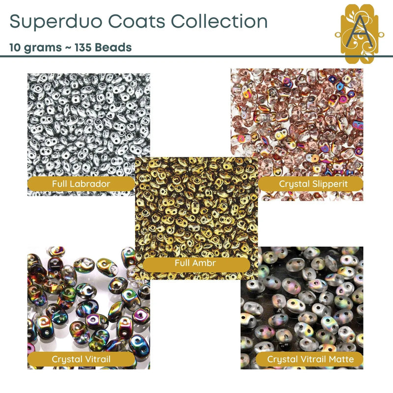 Superduo Beads, 10g., Coats Collection, 5 Finishes - The Argus Collection