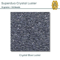 Superduo Beads, Crystal Luster Collection, 10g - The Argus Collection