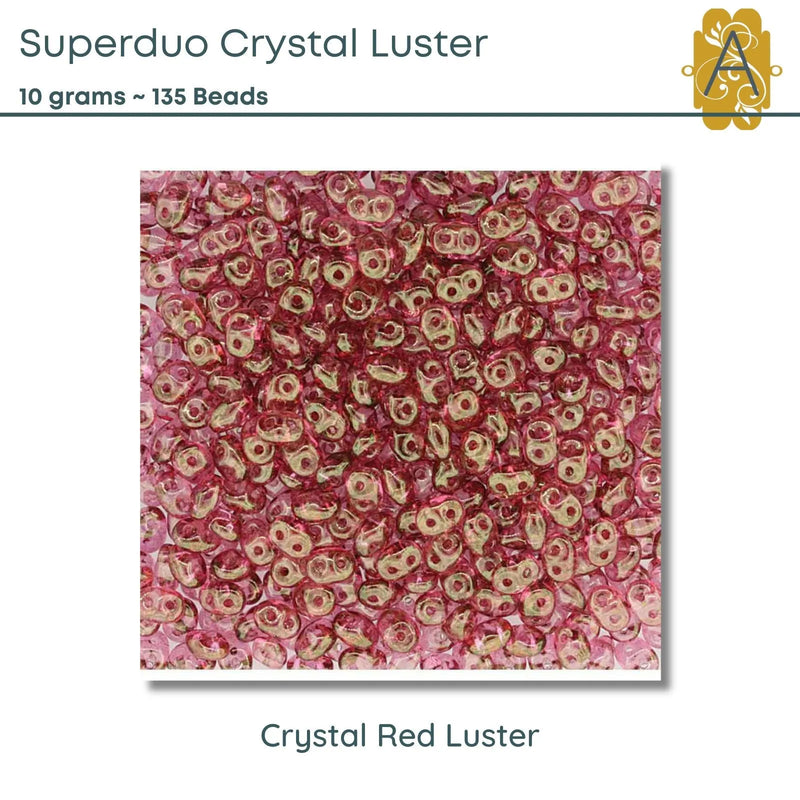 Superduo Beads, Crystal Luster Collection, 10g - The Argus Collection