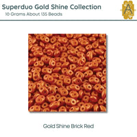 Superduo Beads,10g., Gold Shine Collection, 8 Colors - The Argus Collection