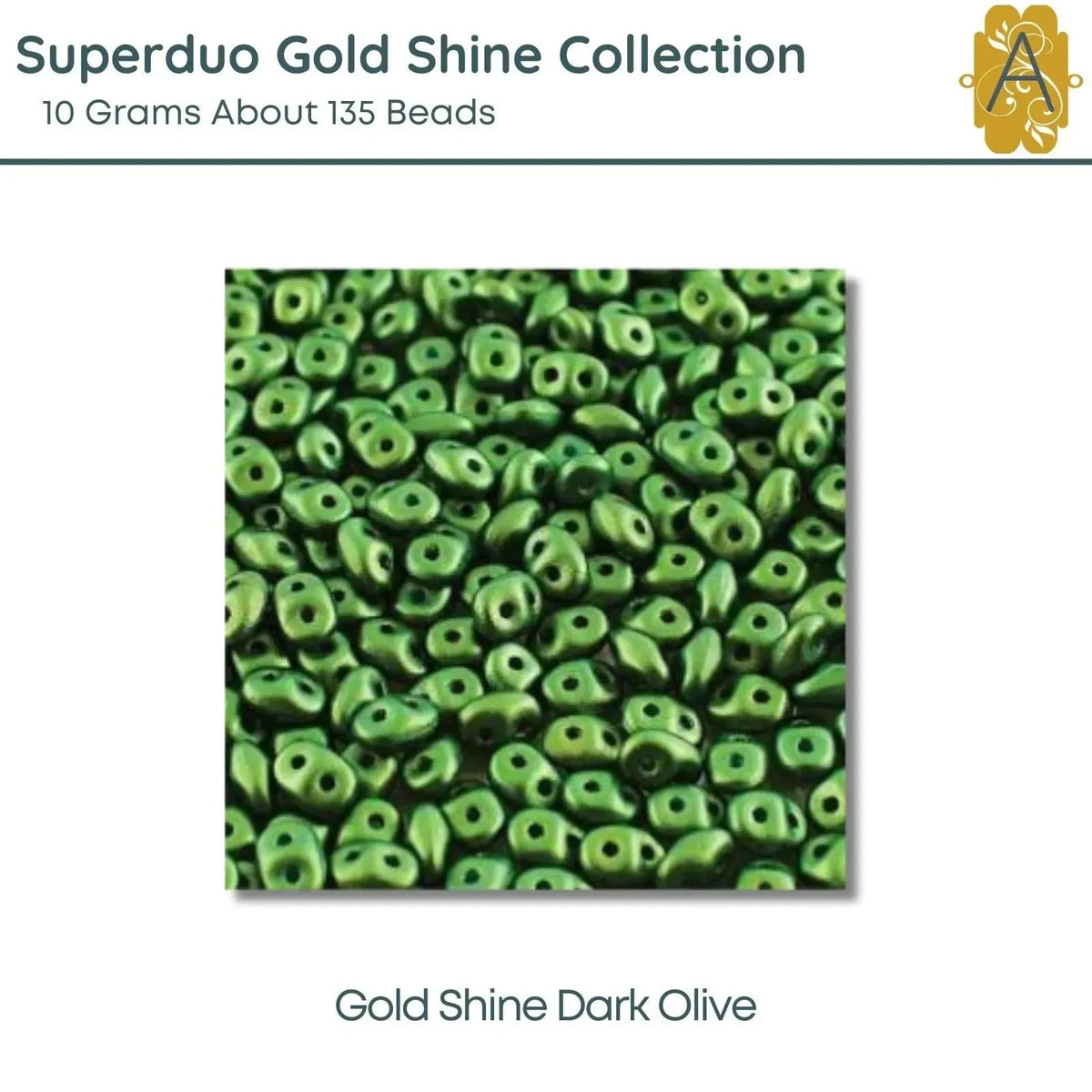 Superduo Beads,10g., Gold Shine Collection, 8 Colors - The Argus Collection