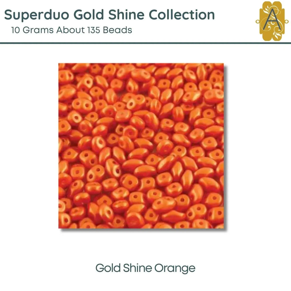 Superduo Beads,10g., Gold Shine Collection, 8 Colors - The Argus Collection