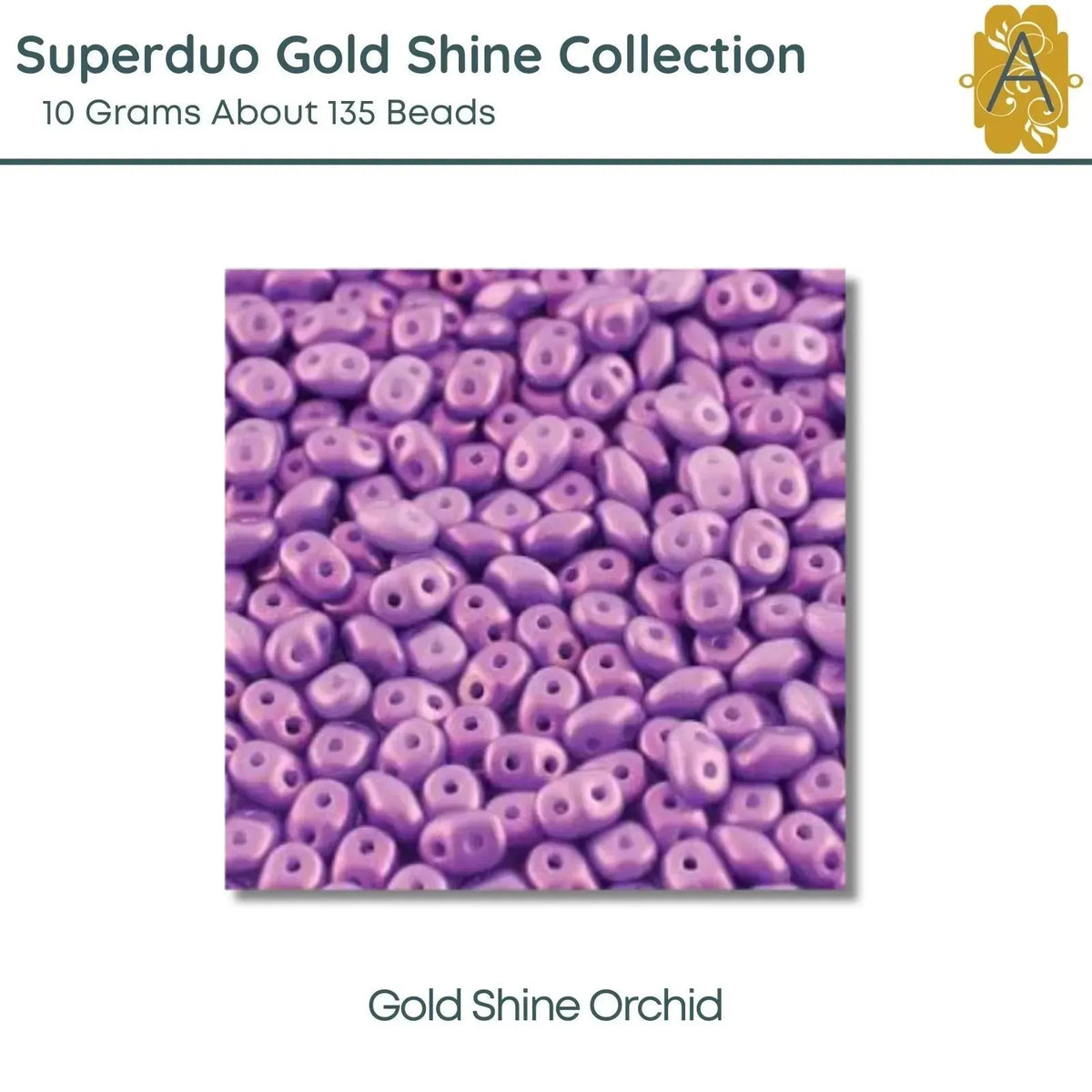 Superduo Beads,10g., Gold Shine Collection, 8 Colors - The Argus Collection