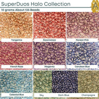 Superduo Beads, 10g., Halo Collection, 10 Colors - The Argus Collection