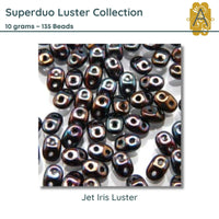 Superduo Beads, 10g., Luster Collection, 8 Colors - The Argus Collection