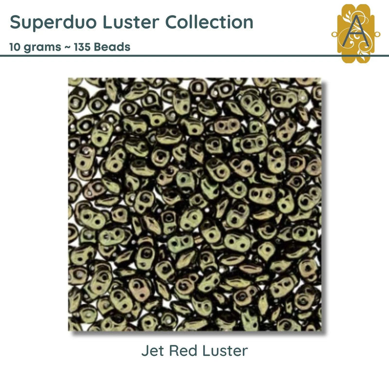 Superduo Beads, 10g., Luster Collection, 8 Colors - The Argus Collection