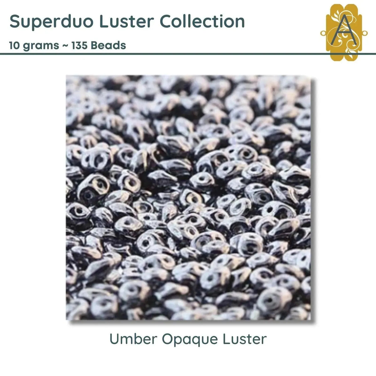 Superduo Beads, 10g., Luster Collection, 8 Colors - The Argus Collection