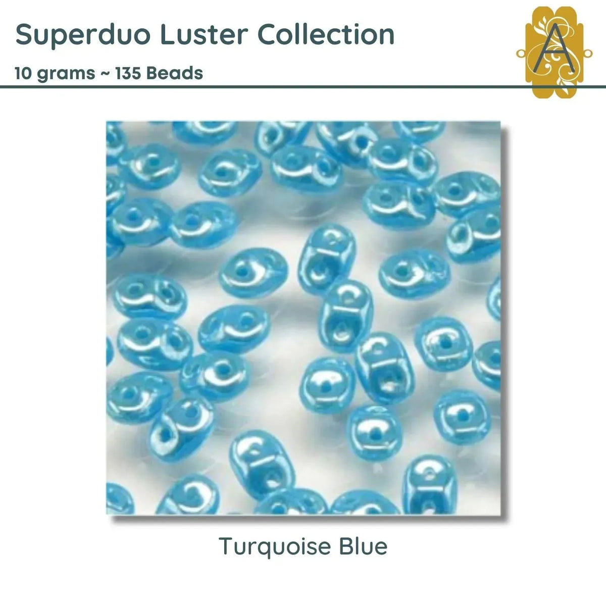 Superduo Beads, 10g., Luster Collection, 8 Colors - The Argus Collection