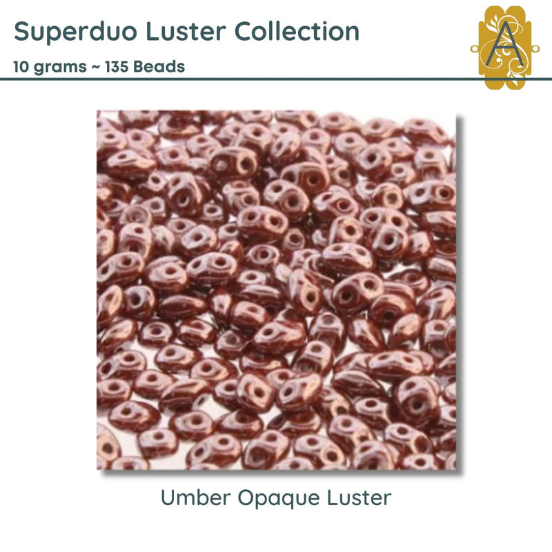 Superduo Beads, 10g., Luster Collection, 8 Colors - The Argus Collection