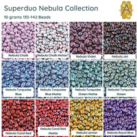 Superduo Beads, 10g., Nebula Collection, 11 Colors - The Argus Collection