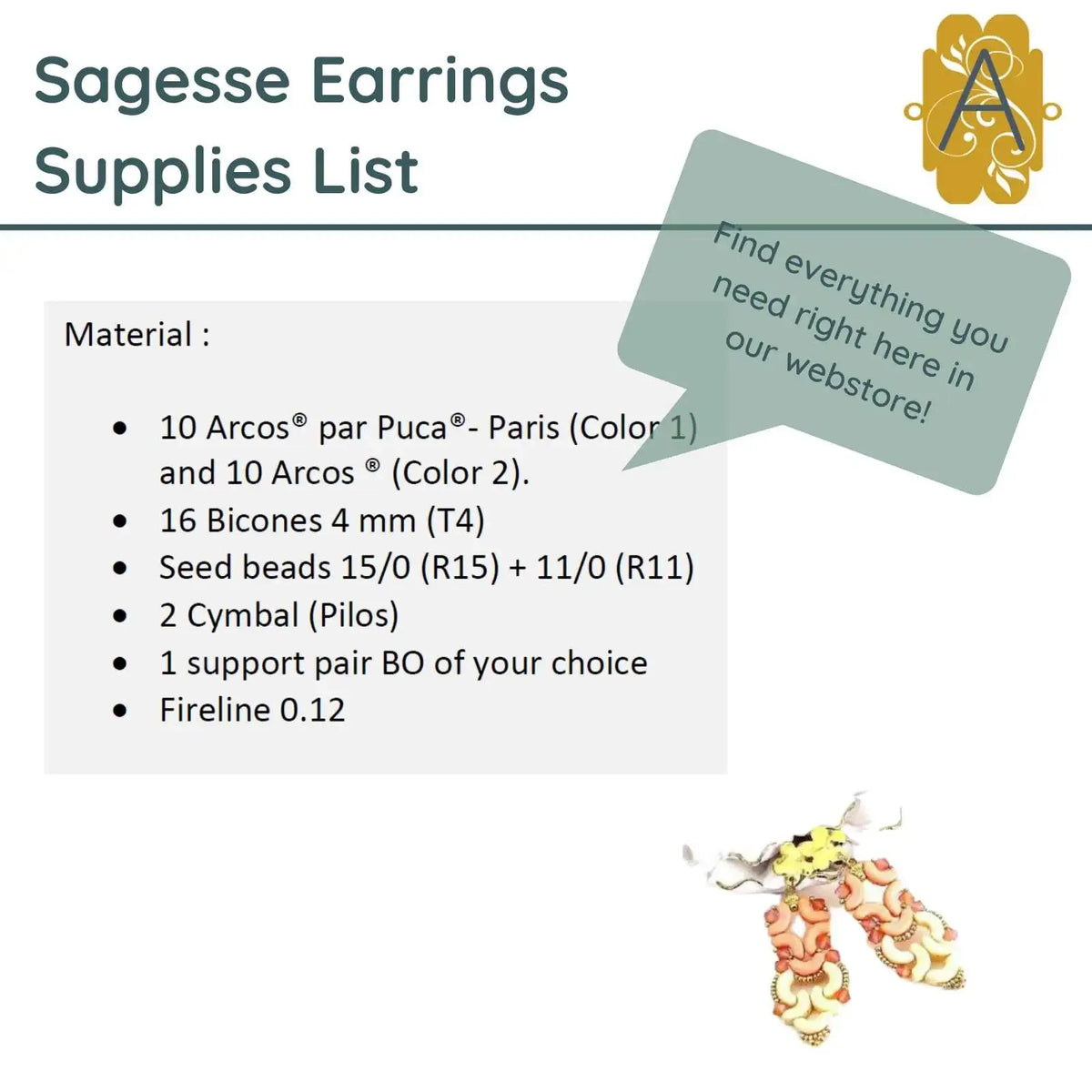 Sagesse Earrings Pattern par Puca - The Argus Collection