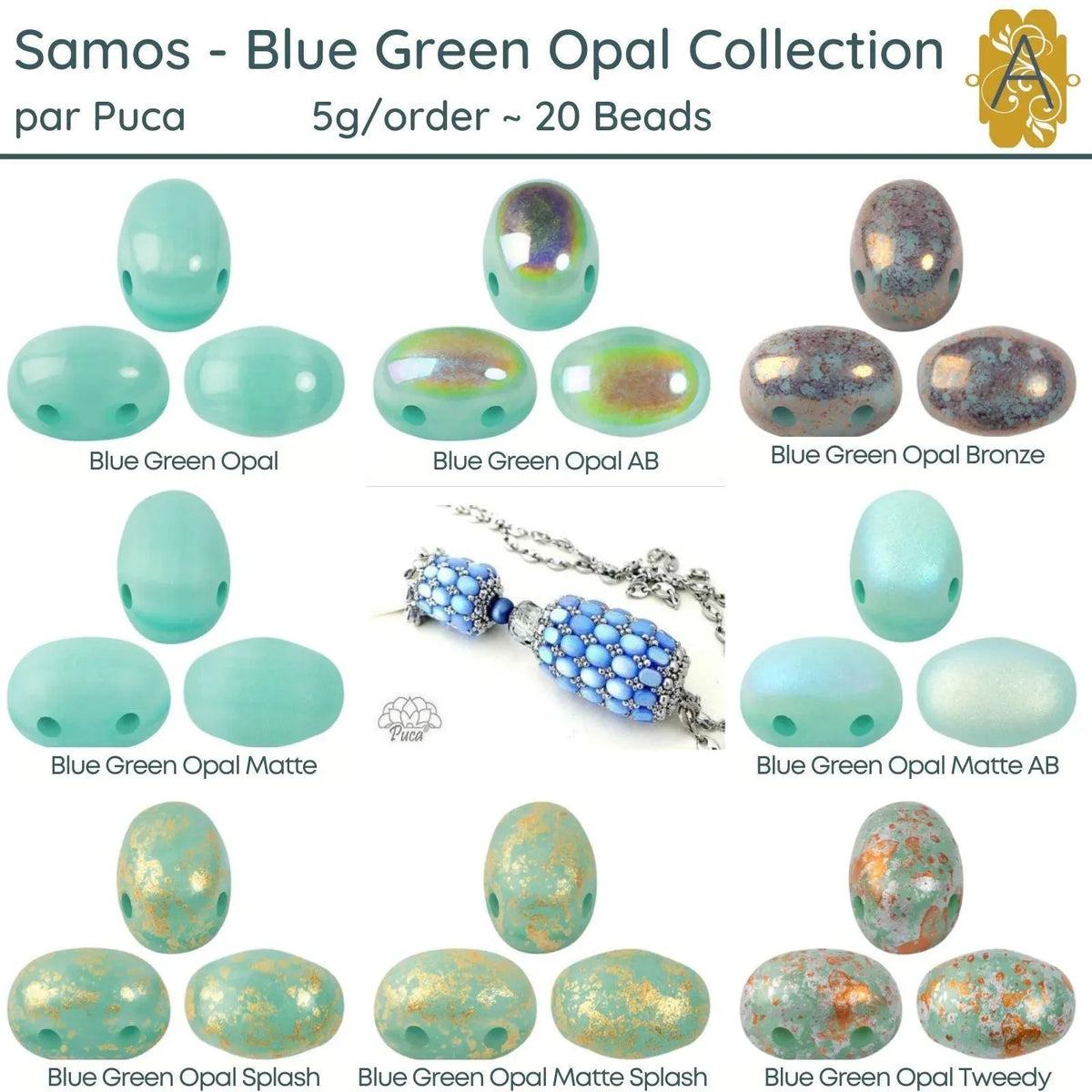 Samos par Puca, 5g, Blue Green Opal Collection, 8 Finishes - The Argus Collection