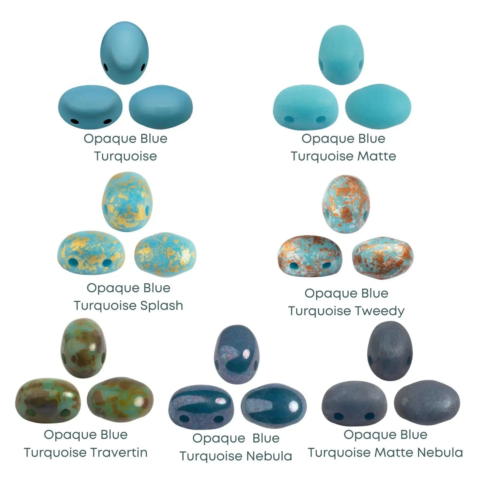 Samos Beads par Puca, Blue Turquoise, 5g & 20g - The Argus Collection