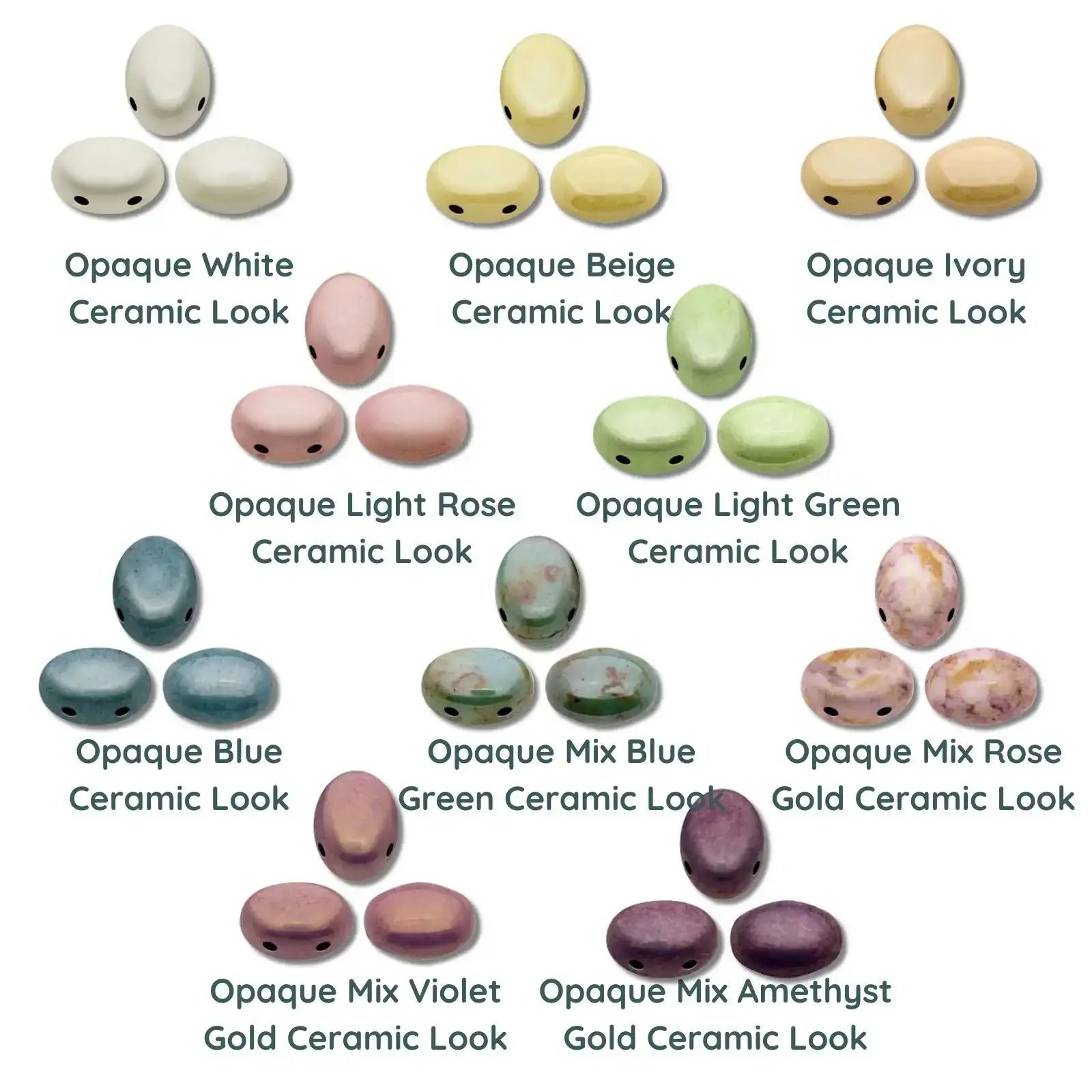 Samos Beads par Puca, Ceramic Look, 5g & 20g - The Argus Collection