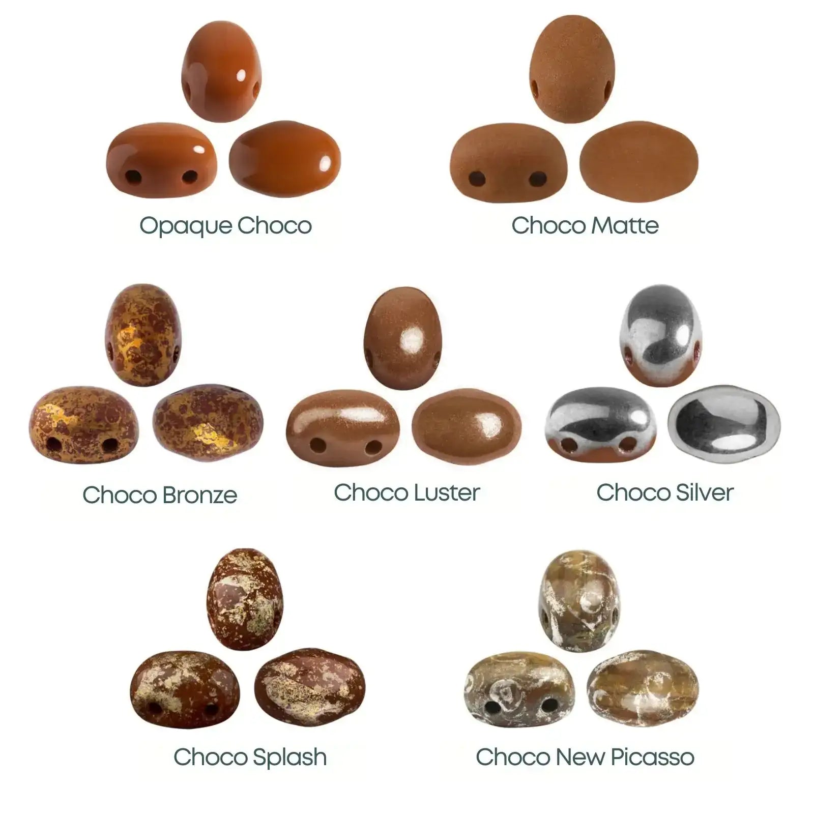 Samos Beads par Puca, Opaque Choco, 5g & 20g - The Argus Collection