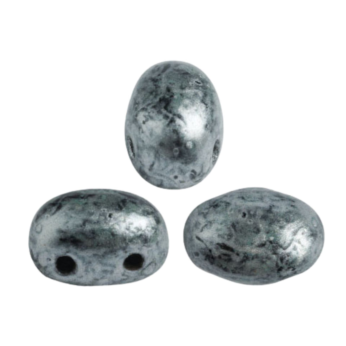 Samos Beads Metallic Matte Old Silver Spotted 