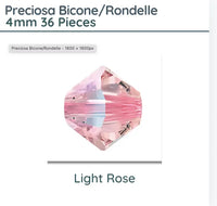 Preciosa Bicones/Rondelle, 4mm, Light Rose - The Argus Collection