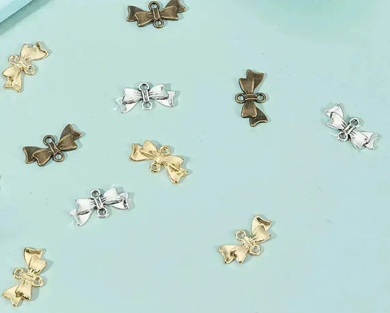 Double Bow Charm, Connector or Link, 3 Colors, 2 Pieces - The Argus Collection