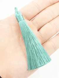 Cotton Silk Tassels - Greens 8 cm, 3 inches - 2 Pieces - The Argus Collection