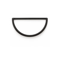 A minimalist black metal semi-circular door pull handle with a matte finish, shown against a solid white background.