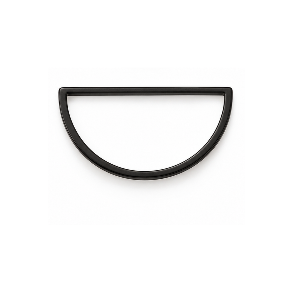 A minimalist black metal semi-circular door pull handle with a matte finish, shown against a solid white background.