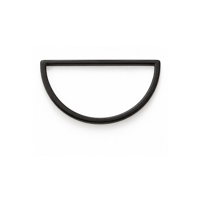 A minimalist black metal semi-circular door pull handle with a matte finish, shown against a solid white background.