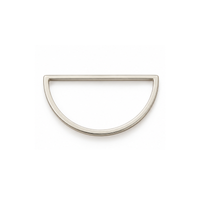 A minimalist, semi-circular open metal bar with a polished silver finish, shown against a solid white background.