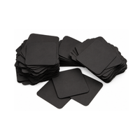 Stack of black Shine-Rite 1 x 1 inch anti-tarnish tabs for jewelry and metal storage.