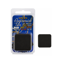 Shine-Rite 1 x 1 inch anti-tarnish tabs with retail package and individual black tab.