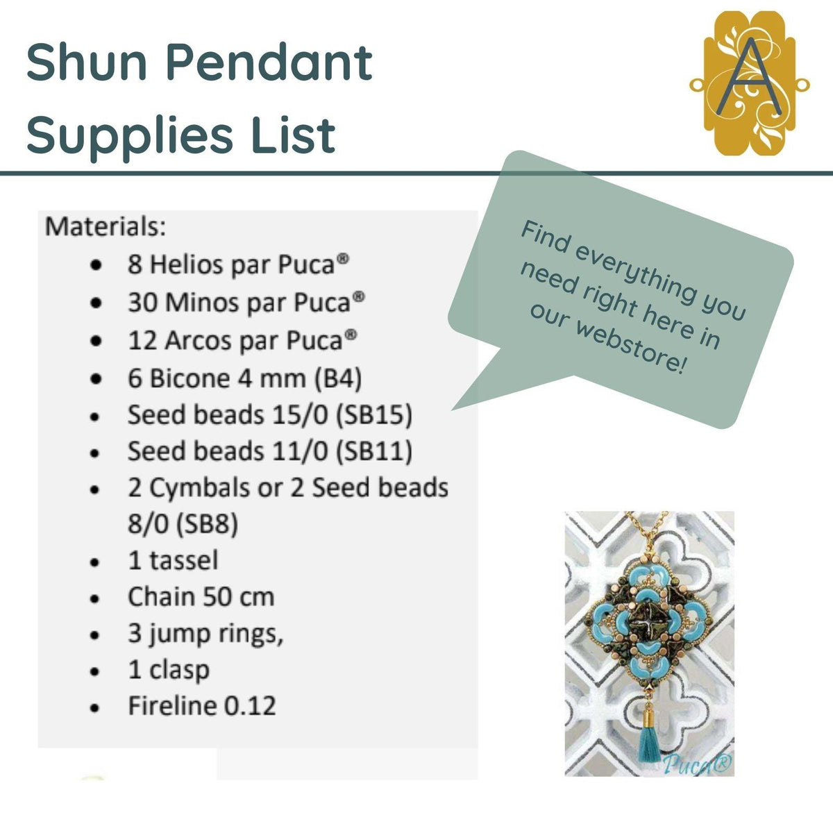 Shun Pendant Pattern par Puca - The Argus Collection