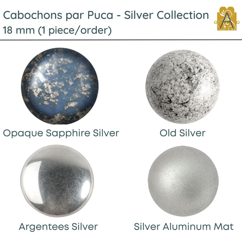 Cabochons par Puca, 18mm, Silver Collection, 4 Finishes - The Argus Collection