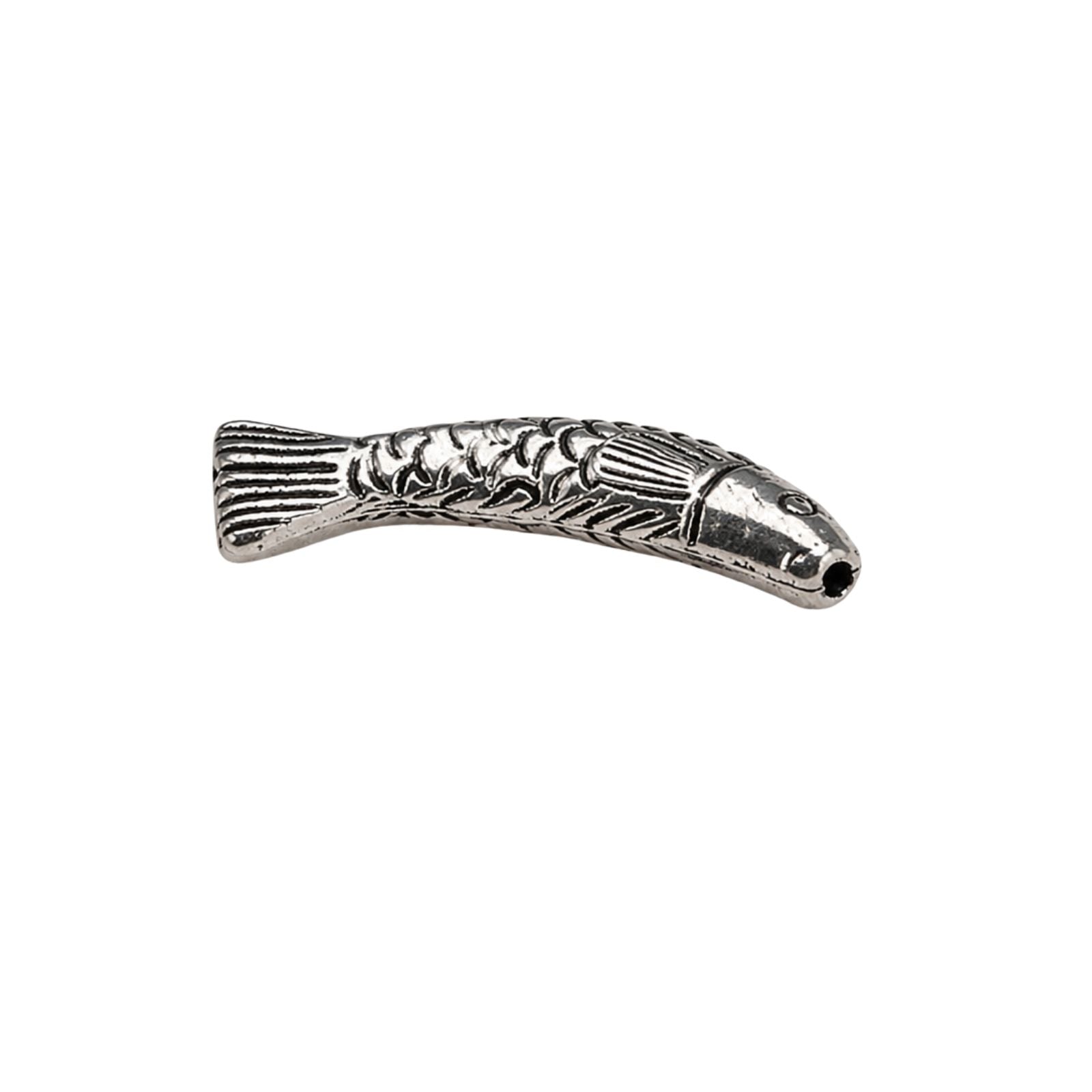 Silver Stream Fish Spacer Beads, 36mm, Antique Silver, 1 pc