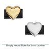 Simply Heart, Slider for 5mm Flat Leather or Cork