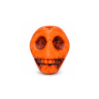 Orange skull bead 8x10mm with dark detailed accents