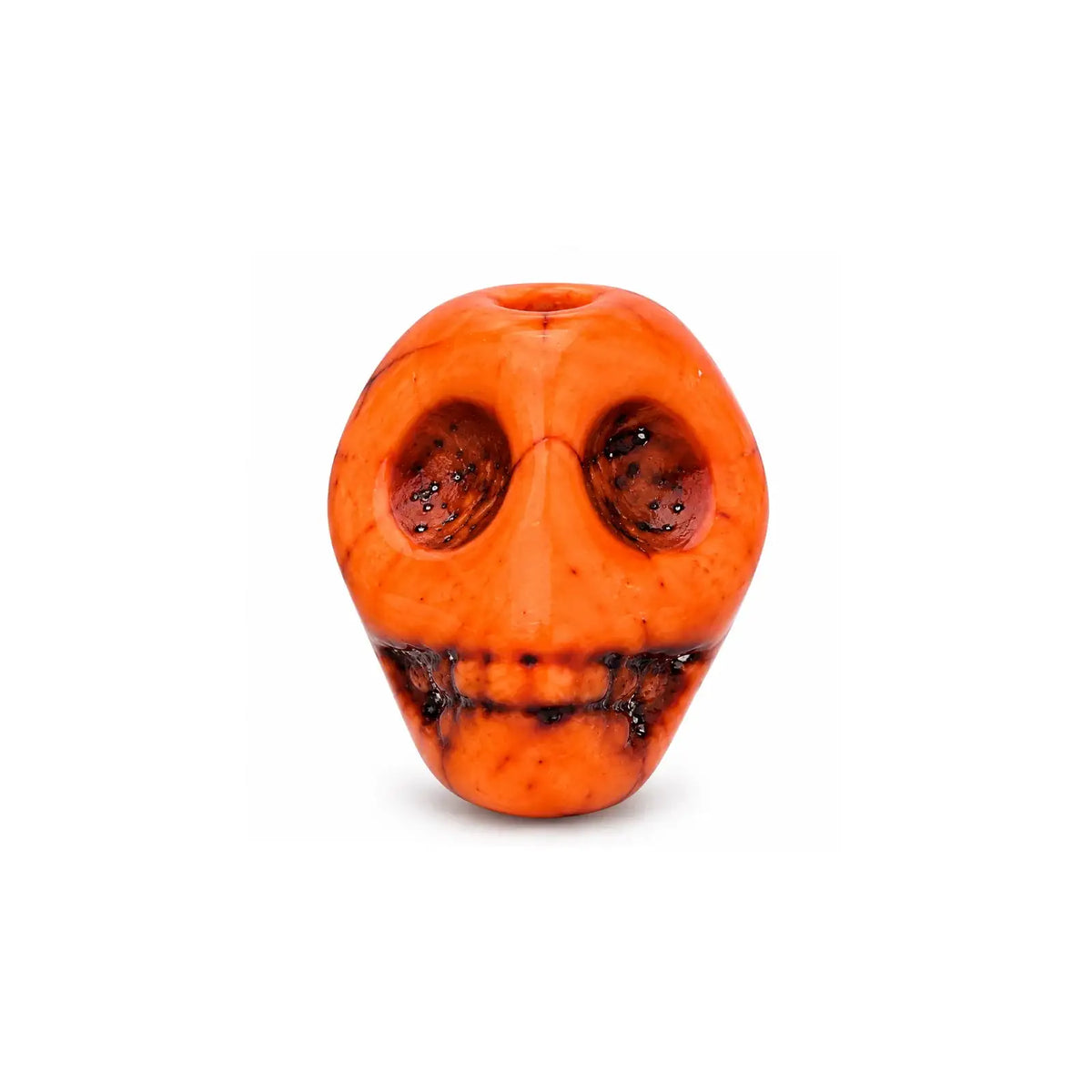 Orange skull bead 8x10mm with dark detailed accents