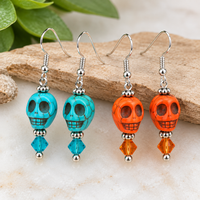 Skull Beads – Orange & Turquoise – 2 Sizes