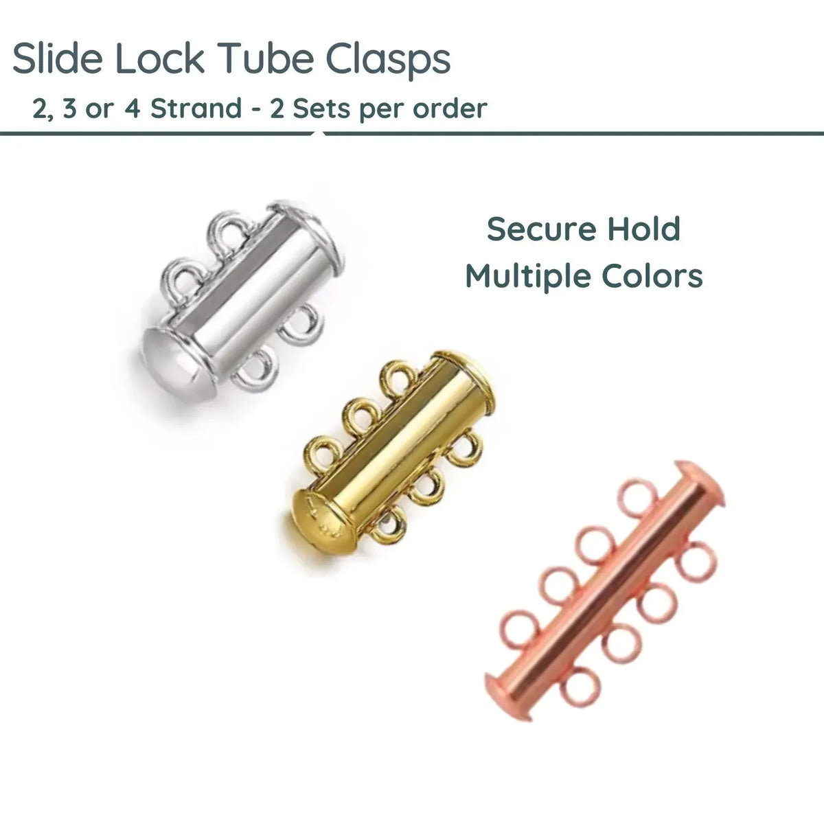 Slide Lock Tube Clasps, 2, 3 or 4 Strand - The Argus Collection