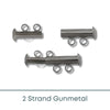 Slide Lock Tube Clasps, 2 Strand in a Gunmetal Finish - The Argus Collection