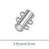 Slide Lock Tube Clasps, 2Strand in a Silver Finish - The Argus Collection