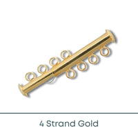 Slide Lock Tube Clasps, 4 Strand in Gold Finish- The Argus Collection