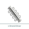 Slide Lock Tube Clasps, 4 Strand in a Silver Finish - The Argus Collection