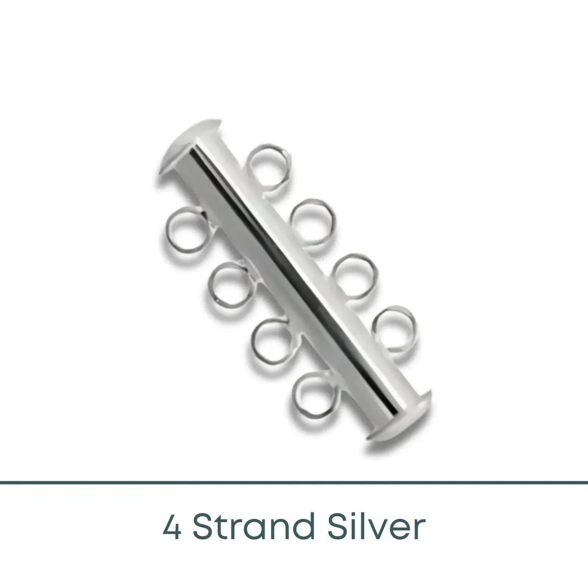 Slide Lock Tube Clasps, 4 Strand in a Silver Finish - The Argus Collection