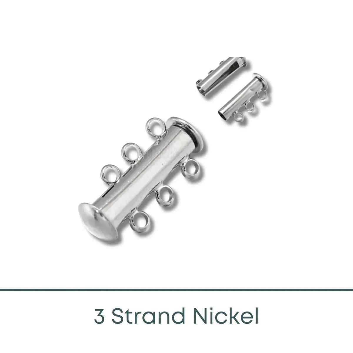 Slide Lock Tube Clasps, 3 Strand in a Nickel Finish - The Argus Collection