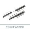 Slide Lock Tube Clasps, 4 Strand in Gunmetal Finish - The Argus Collection