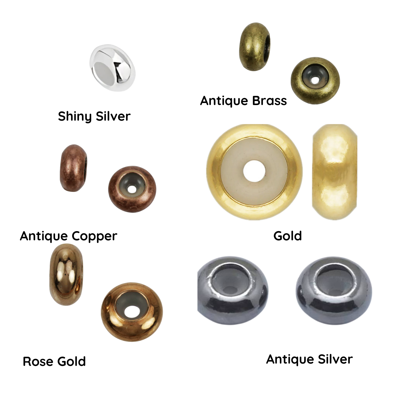 SMALL Bead Stoppers for Leather, Cord or Chain, 6mmx1.2mm