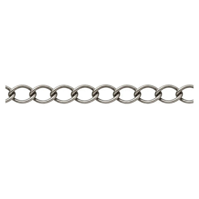 SmallCurbEuroChainAntiqueSilver-Listing - The Argus Collection