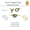 Smile Toggle Clasp (2 Pcs.), 3 Finishes - The Argus Collection