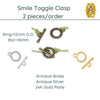 Smile Toggle Clasp (2 Pcs.), 3 Finishes - The Argus Collection