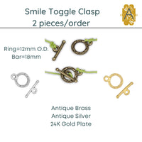 Smile Toggle Clasp (2 Pcs.), 3 Finishes - The Argus Collection